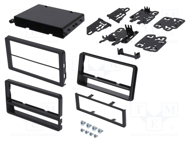 Radio mounting frame; Toyota,Pontiac; 1 DIN,2 DIN,2 ISO; black