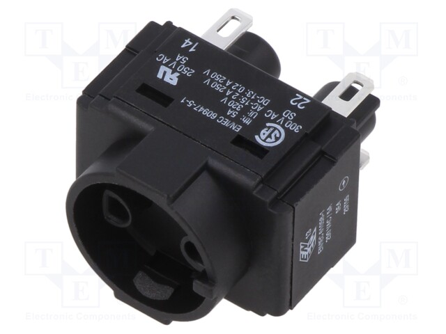 Contact Block, Series 61, Emergency Switches, 5 A, 250 Vac/dc, Slow Make, SPDT-NO/NC, Solder