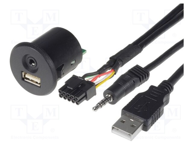 USB/AUX adapter; USB A socket,Jack 3,5mm 4pin socket; 0.9m