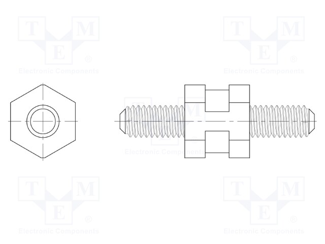 Spacer sleeve; hexagonal; polyamide 66; M3; L: 35mm; Colour: black