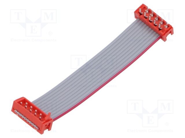 Cable: ribbon cable with connectors; PIN: 10; THT; on PCBs; plug