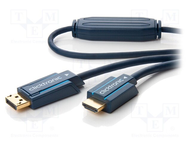 Cable; DisplayPort plug,HDMI plug; 1m; blue