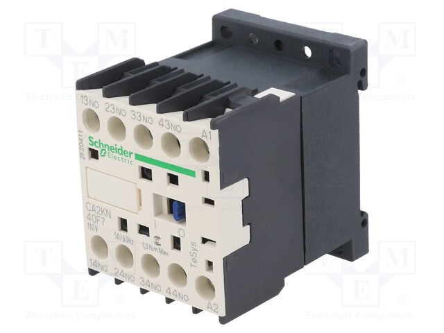 Contactor: 4-pole; NO x4; 110VAC; 10A; DIN,on panel; TeSys D