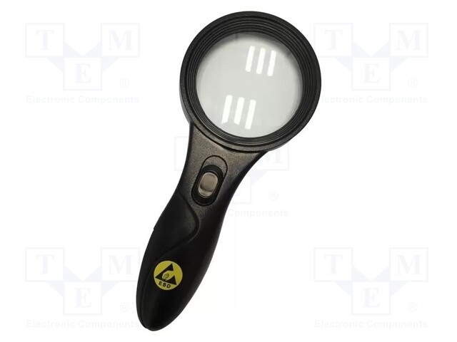 Hand magnifier; ESD; Ø62mm; Magnification: x5; LED