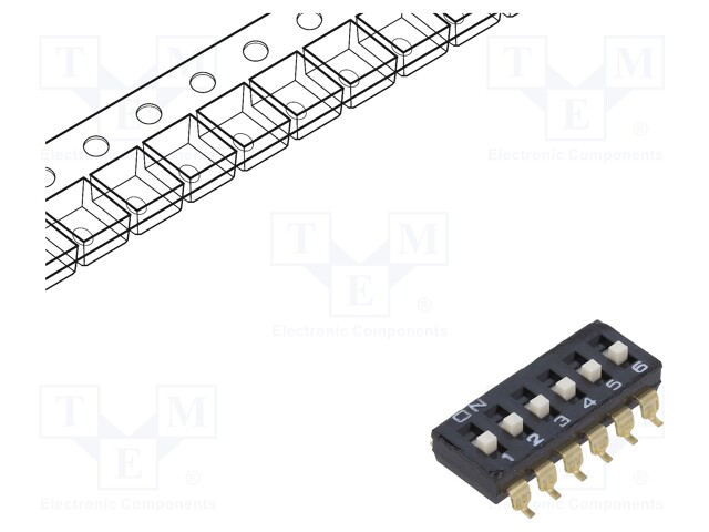 Switch: DIP-SWITCH; OFF-ON; 0.025A/24VDC; Pos: 2; -20÷70°C; 290mN