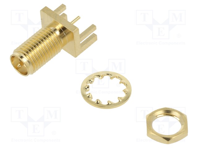 Socket; SMA; male; card edge; angled 90°; SMT; on PCBs; teflon