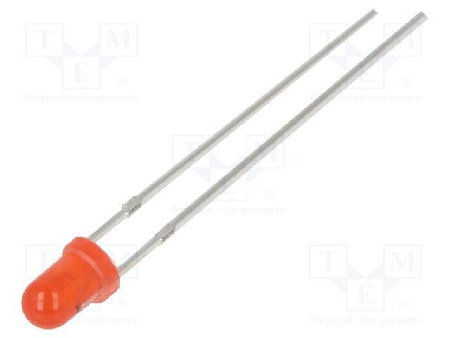 LED; 3mm; red; 220÷330mcd; 30°; Front: convex; Pitch: 2.54mm
