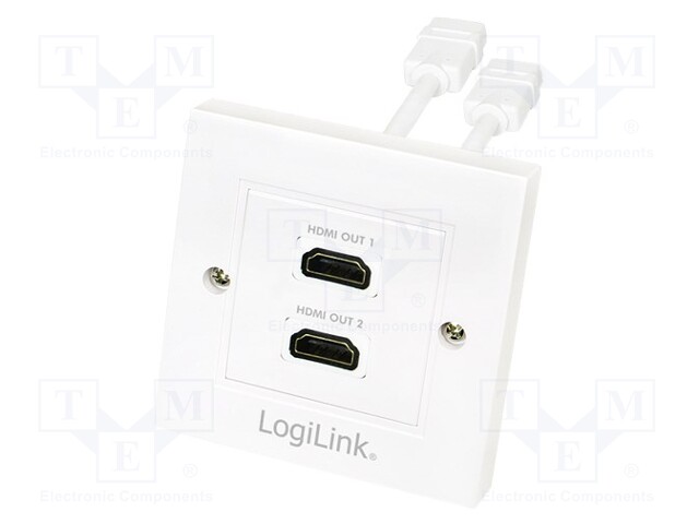 Wall socket; white; HDMI; Mounting: wall mount; No.of sockets: 2