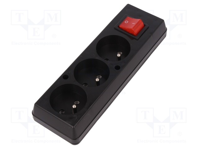 Connector: AC supply; splitter; Layout: 2P+PE; black; 250VAC; 16A