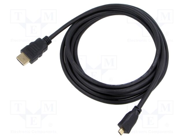 Cable; HDMI 2.1; HDMI plug,micro HDMI plug; PVC; Len: 1m; black
