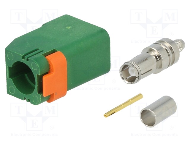 Plug; FAKRA II SMB; female; straight; RG174,RG316; crimped; green