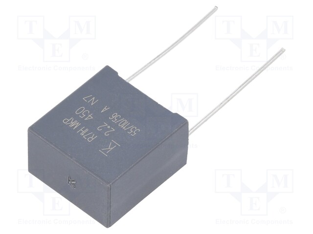 Capacitor: polypropylene; 2.2uF; 15mm; ±10%; 18x19x11mm; -40÷110°C