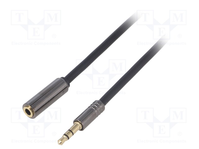 Cable; gold-plated; 2m; black; V: stereo; Features: shielded