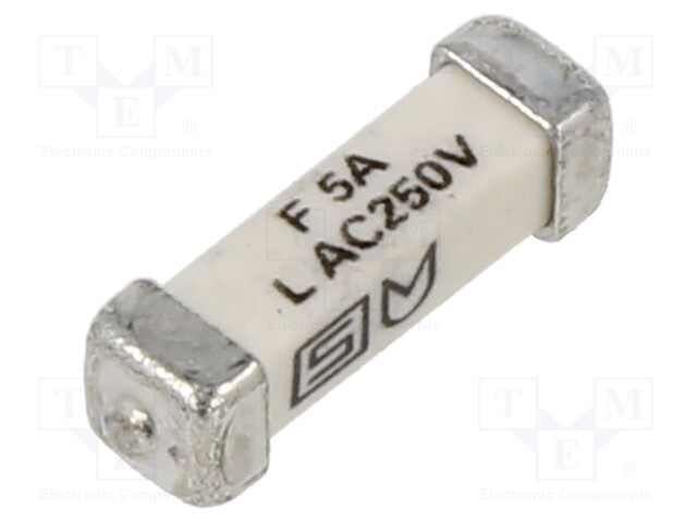 Fuse: fuse; quick blow; 5A; 250VAC; 125VDC; SMD; ceramic; 3x10.1mm