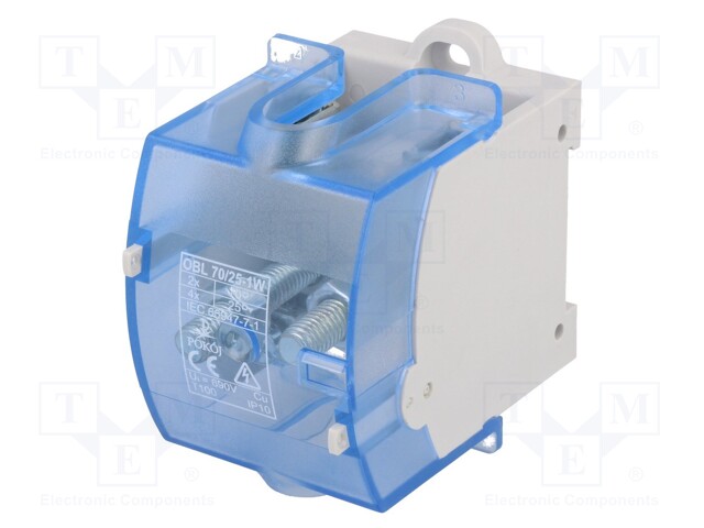 Splice terminal: rail; ways: 1; terminals: 5; grey; screw terminal