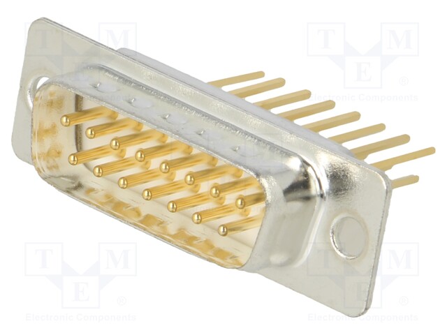 D-Sub; PIN: 15; socket; male; on PCBs; angled; THT