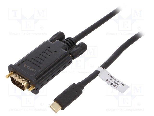 Adapter; D-Sub 15pin HD plug,USB C plug; 1.8m; Colour: black