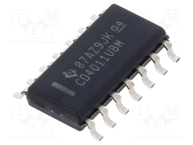 Logic IC, NAND Gate, Quad, 2 Inputs, 14 Pins, SOIC, 4011