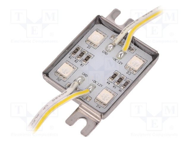 Module: LED; Colour: blue; 9(typ)lm; 12VDC; 120°; No.of diodes: 4