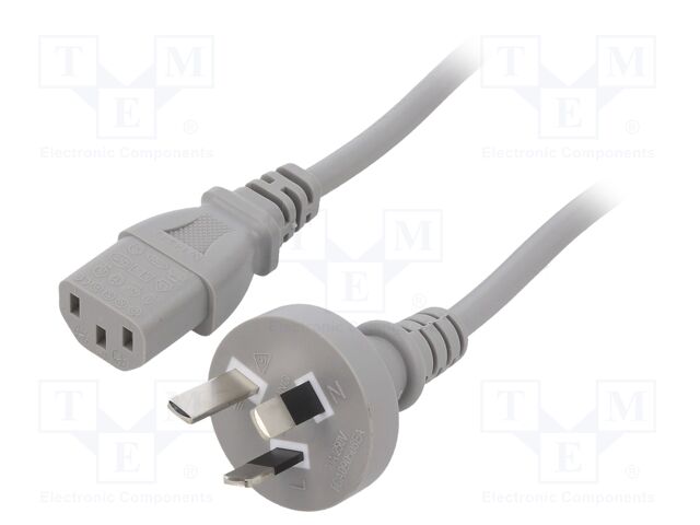 Cable; AS/NZS 3112 (I) plug,IEC C13 female; PVC; 1.8m; grey; 10A