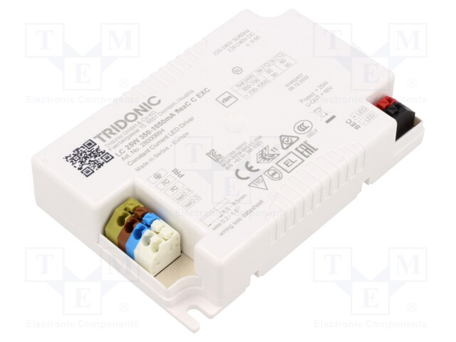 Power supply: switched-mode; LED; 25W; 20÷50VDC; 350÷1050mA; IP20