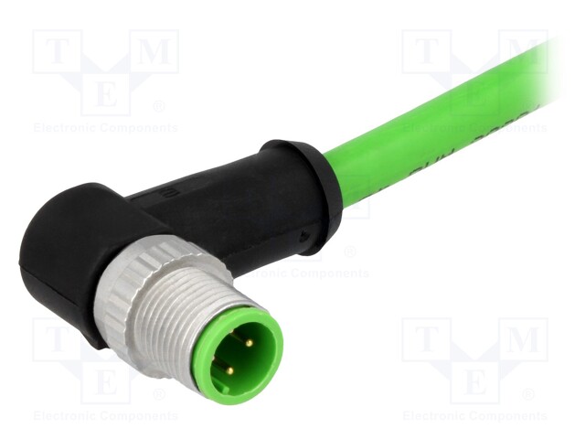 Plug; M12; PIN: 4; male; D code-Ethernet; 0.5m; Insulation: PVC