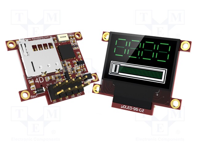 Display: OLED; graphical; 0.96"; 96x64; Dim: 32.7x26.7x13.2mm