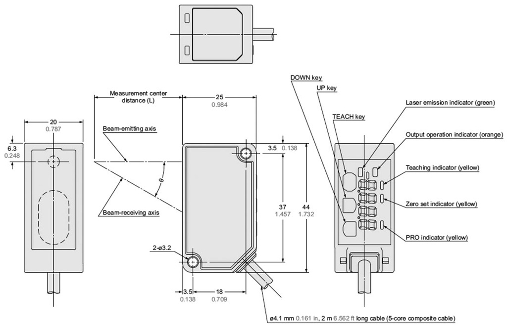 Sensor: distance; laser; diffuse-reflective; Range: 400mm; NPN