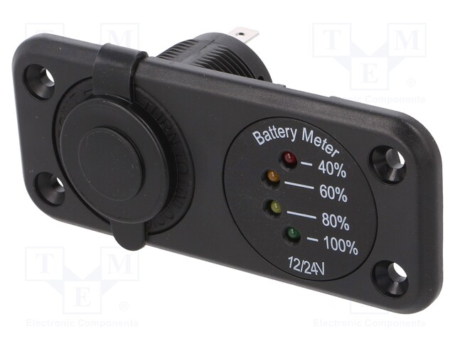 Voltmeter; car lighter socket x1; Sup.volt: 7÷33VDC; black