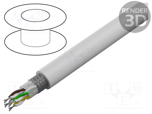 Wire: data transmission; chainflex® CFCLEAN3; 4x2x0.25mm2; white