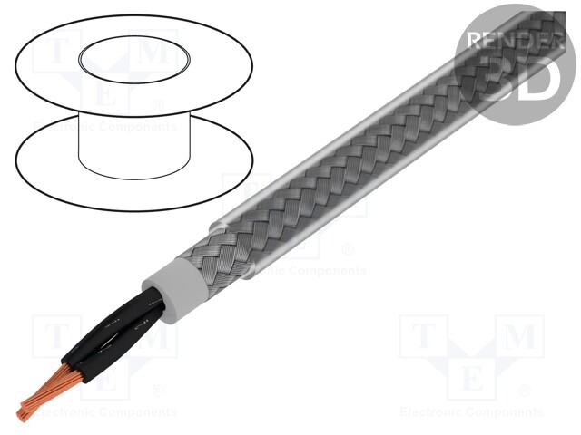 Wire; Pro-Met; 2x1mm2; tinned copper braid; PVC; transparent; 50m