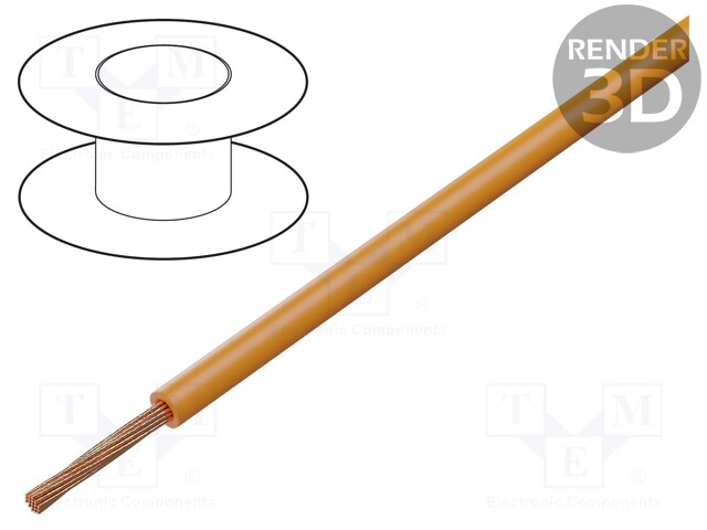 Wire; FLRY-A; 1x1mm2; stranded; Cu; PVC; orange; 60V; Class: 5; 2.1mm