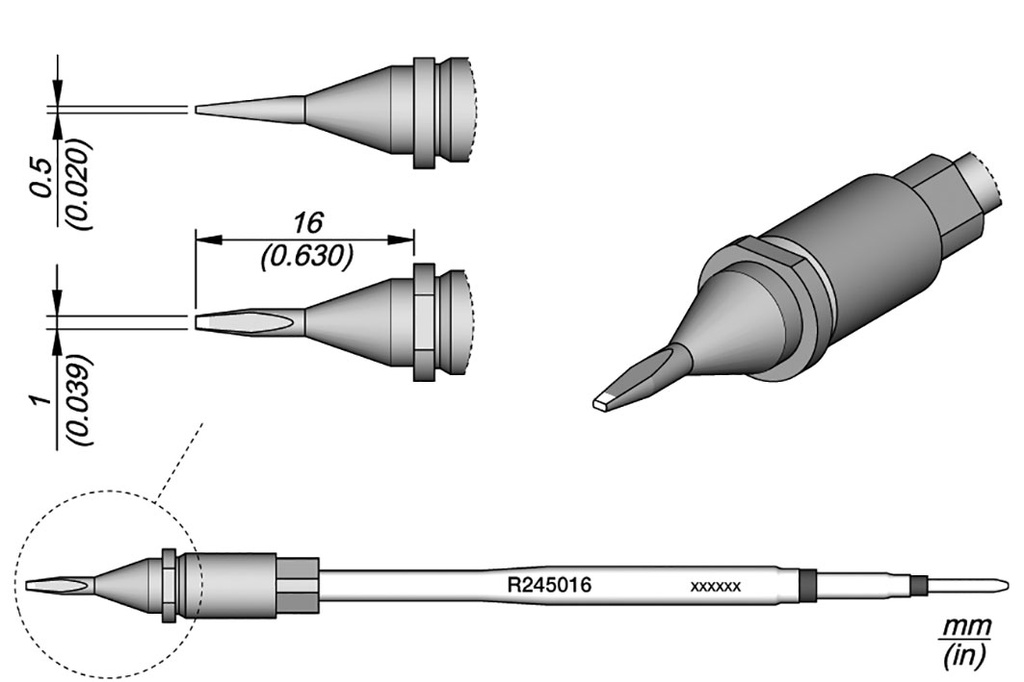 Tip; narrow spade; 1x0.5mm