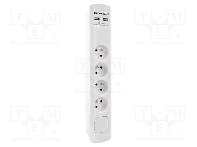 Plug socket strip: protective; Sockets: 4; 230VAC; 16A; white