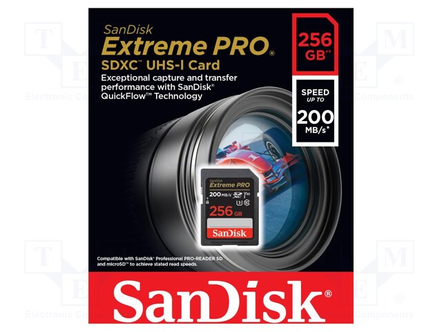 Memory card; Extreme Pro; SDXC; 256GB; R: 200MB/s; W: 140MB/s