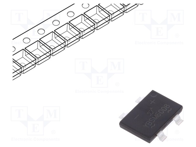 Single-phase bridge rectifier; Urmax: 800V; If: 6A; Ifsm: 150A