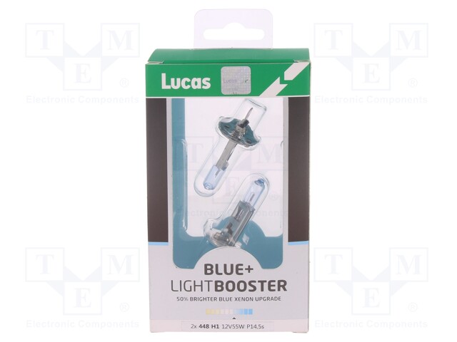 Filament lamp: automotive; P14,5s; white-blue; 12V; 55W; H1