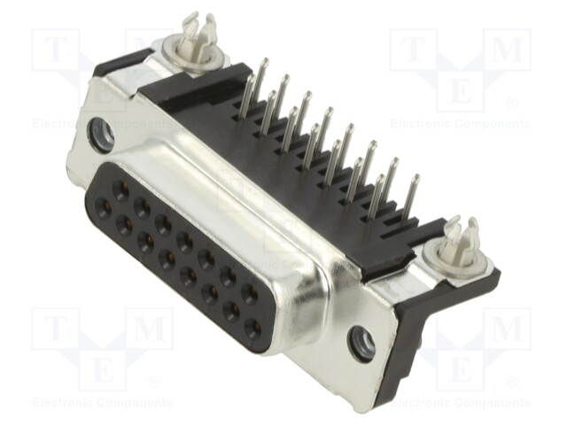 D-Sub; PIN: 15; socket; female; angled 90°; THT; UNC4-40; 0.76um