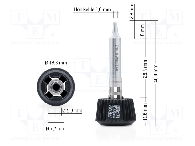 Tip; conical sloped; 1.6mm; longlife; for soldering station