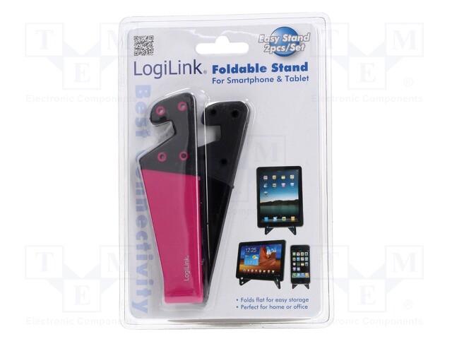 Tablet/smartphone stand; black,pink; foldable; Kit: 2 stands