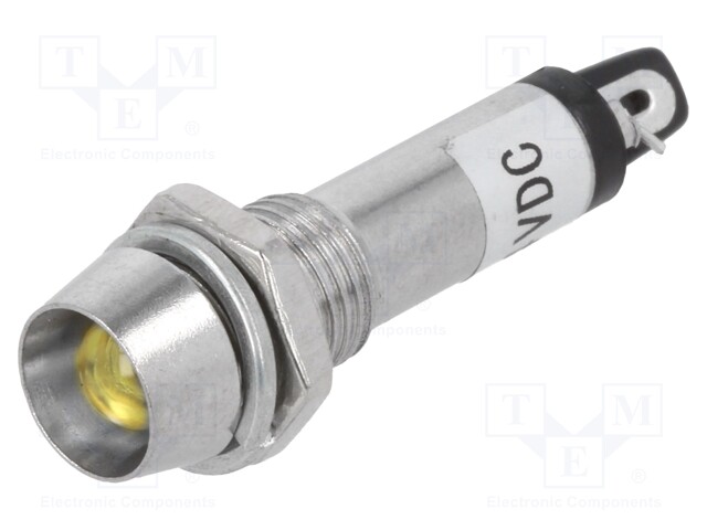 Indicator: LED; recessed; 24VDC; Cutout: Ø8.2mm; IP40; metal