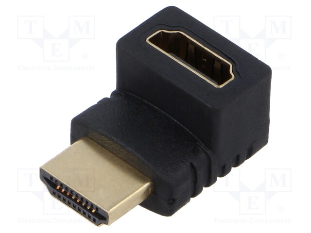 Adapter; HDMI 1.4; HDMI socket,HDMI plug 90°; black