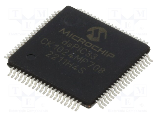 IC: dsPIC microcontroller; SRAM: 128kB; Memory: 1024kB; TQFP80