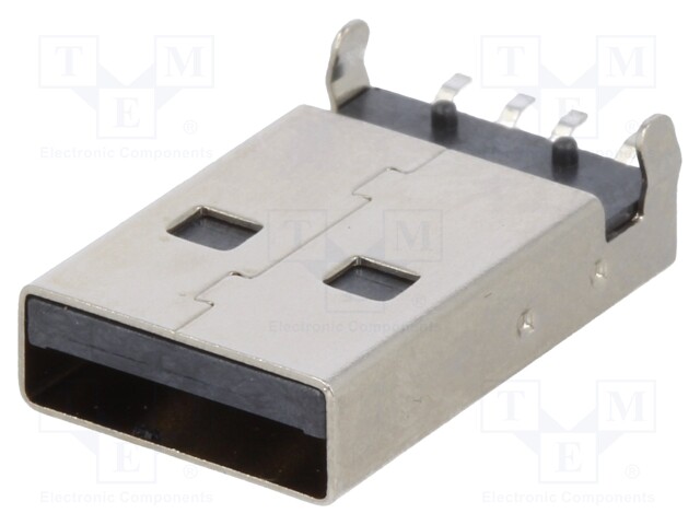 Plug; USB A; on PCBs; SMT; PIN: 4; horizontal; USB 2.0; gold-plated