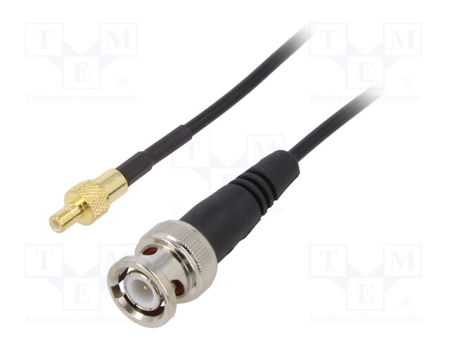Cable; 50Ω; 1m; BNC male,SMB male; PTFE; shielded; black; straight