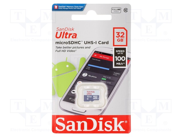 Memory card; Android; SD HC Micro; 32GB; 100MB/s; Class 10 UHS U1