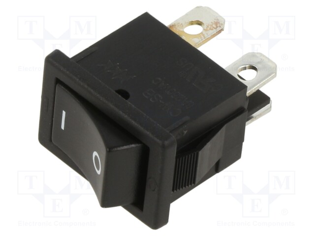 ROCKER; DPST; Pos: 2; ON-OFF; 6A/250VAC; black; none; Rcont max: 20mΩ