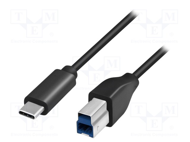 Cable; USB 3.0; USB B plug,USB C plug; 2m; black