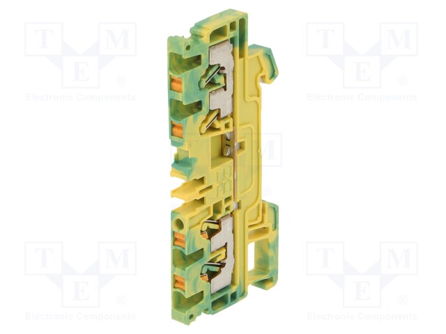Splice terminal: rail; 2.5mm2; ways: 1; terminals: 4; yellow-green
