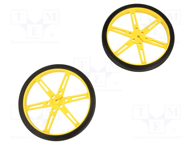 Wheel; yellow; Shaft: D spring; Pcs: 2; push-in; Ø: 80mm; W: 10mm